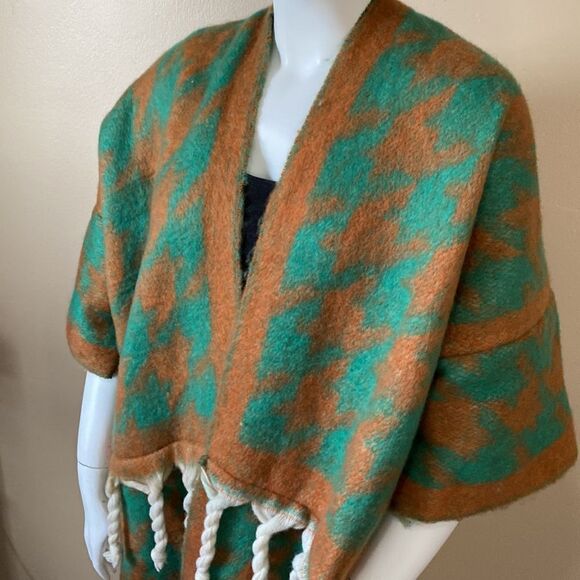 NWOT Warm Long Knit Tassel Winter Cardigan - Green & Chestnut - Picture 5 of 15